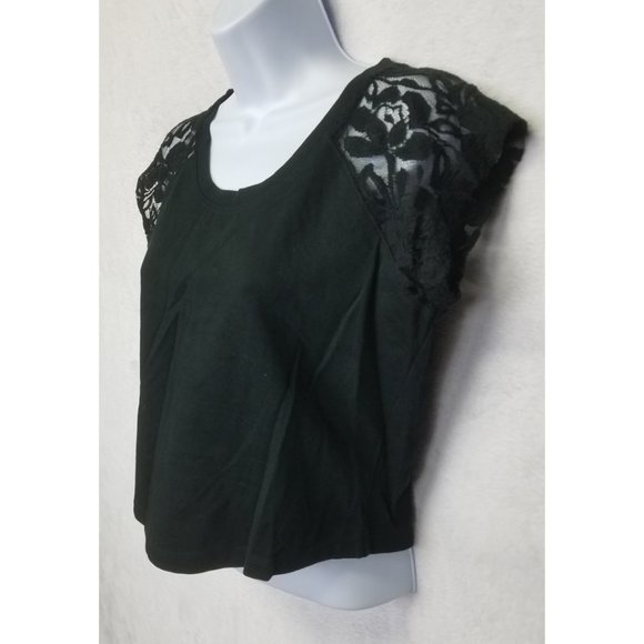 Forever 21 Women's Top Cropped Lace Black Medium - Picture 3 of 7